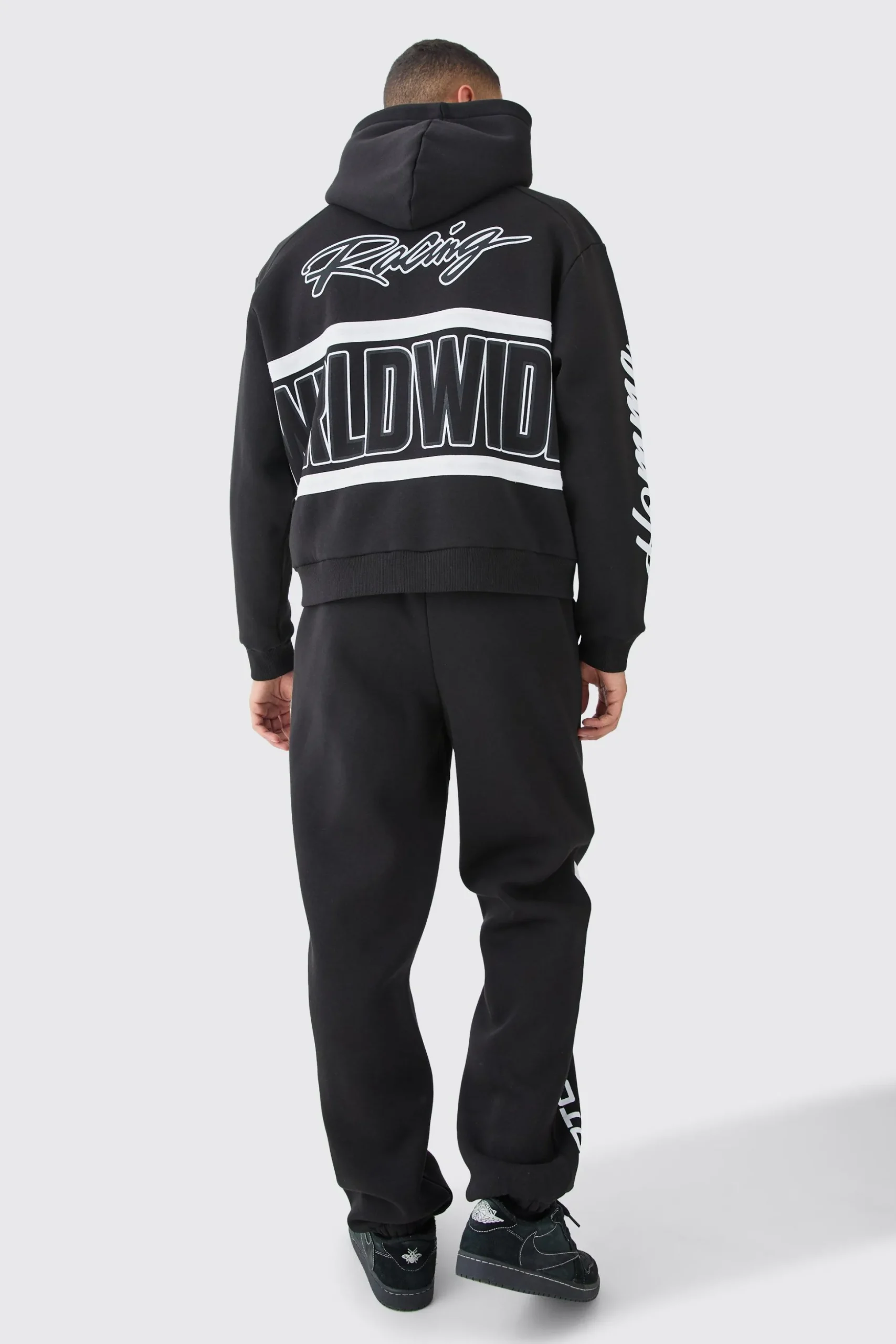 Oversized Boxy Applique Moto Hoodie | BoohooMAN UK