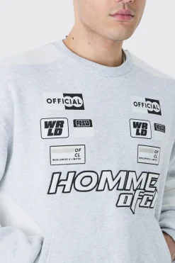 Oversized Boxy Applique Moto Sweatshirt | BoohooMAN UK