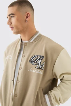 Oversized Boxy Applique Varsity Jersey Bomber Jacket | BoohooMAN UK