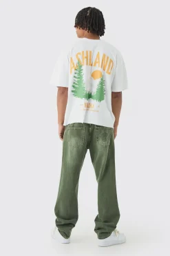 Oversized Boxy Ashland Printed Raw Hem T-Shirt | BoohooMAN UK