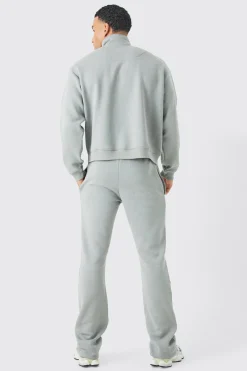 Oversized Boxy B 1/4 Zip Stacked Tracksuit | BoohooMAN UK
