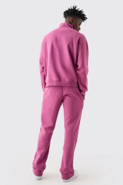 Oversized Boxy B 1/4 Zip Stacked Tracksuit | BoohooMAN UK