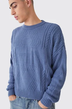 Oversized Boxy Bhm Cable Knit Jumper | BoohooMAN UK