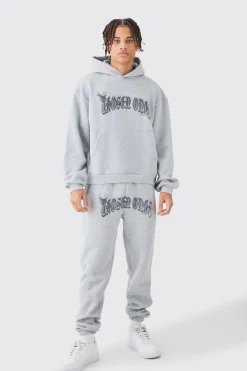 Oversized Boxy Bird Graphic Hooded Tracksuit | BoohooMAN UK