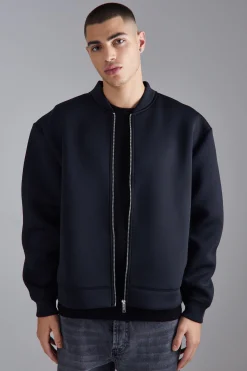 Oversized Boxy Bonded Scuba Bomber Jacket | BoohooMAN UK