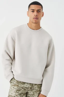 Oversized Boxy Bonded Scuba Sweatshirt | BoohooMAN UK
