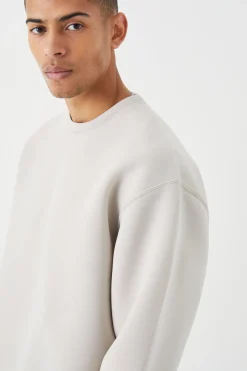 Oversized Boxy Bonded Scuba Sweatshirt | BoohooMAN UK