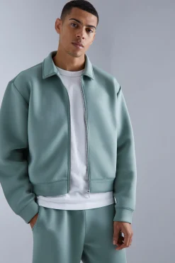 Oversized Boxy Bonded Scuba Harrington Set | BoohooMAN UK