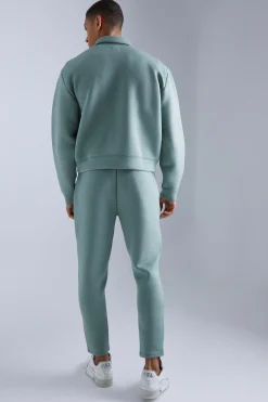 Oversized Boxy Bonded Scuba Harrington Set | BoohooMAN UK