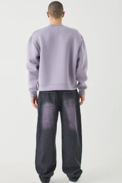 Oversized Boxy Bonded Scuba Sweatshirt | BoohooMAN UK