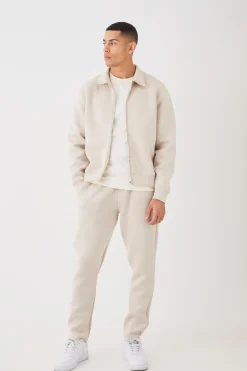 Oversized Boxy Bonded Scuba Harrington Set | BoohooMAN UK