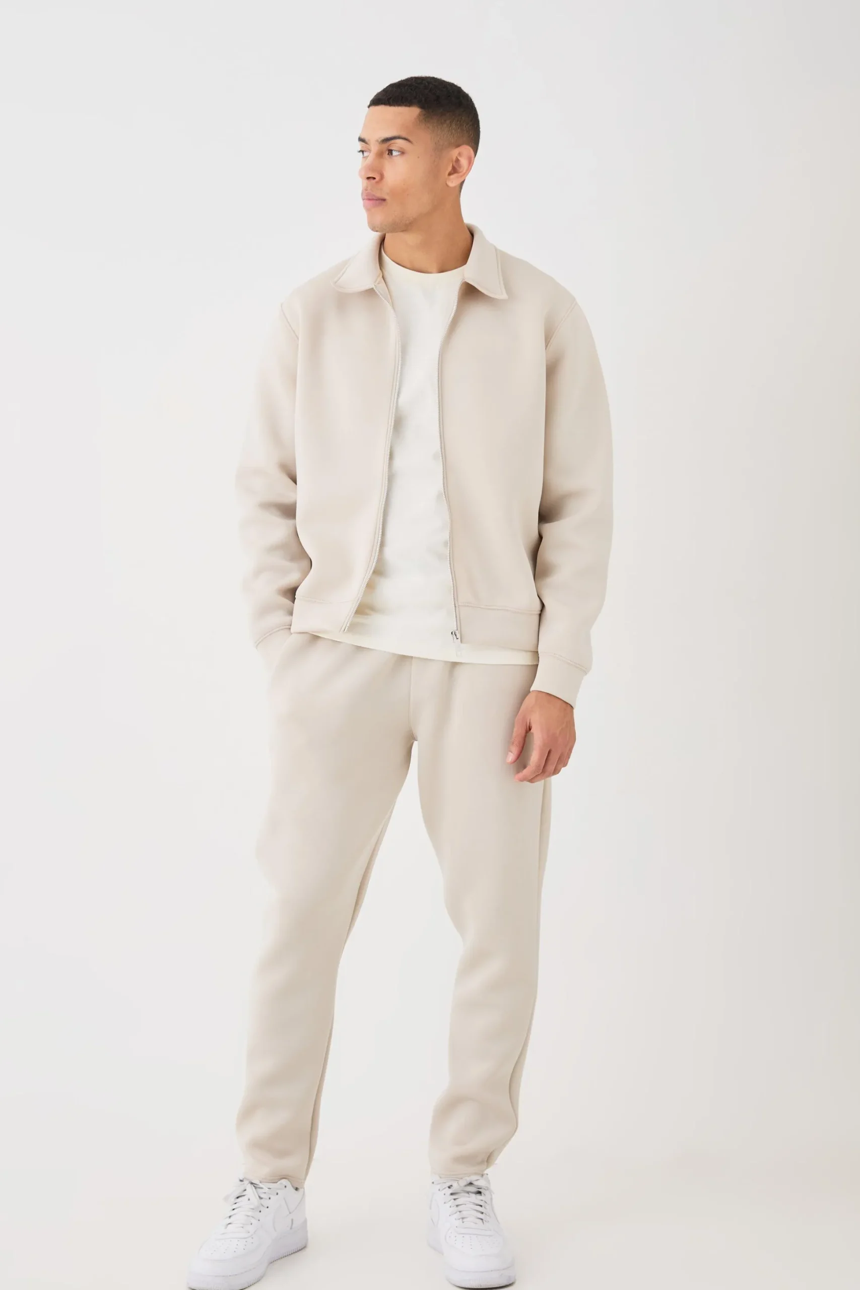 Oversized Boxy Bonded Scuba Harrington Set | BoohooMAN UK