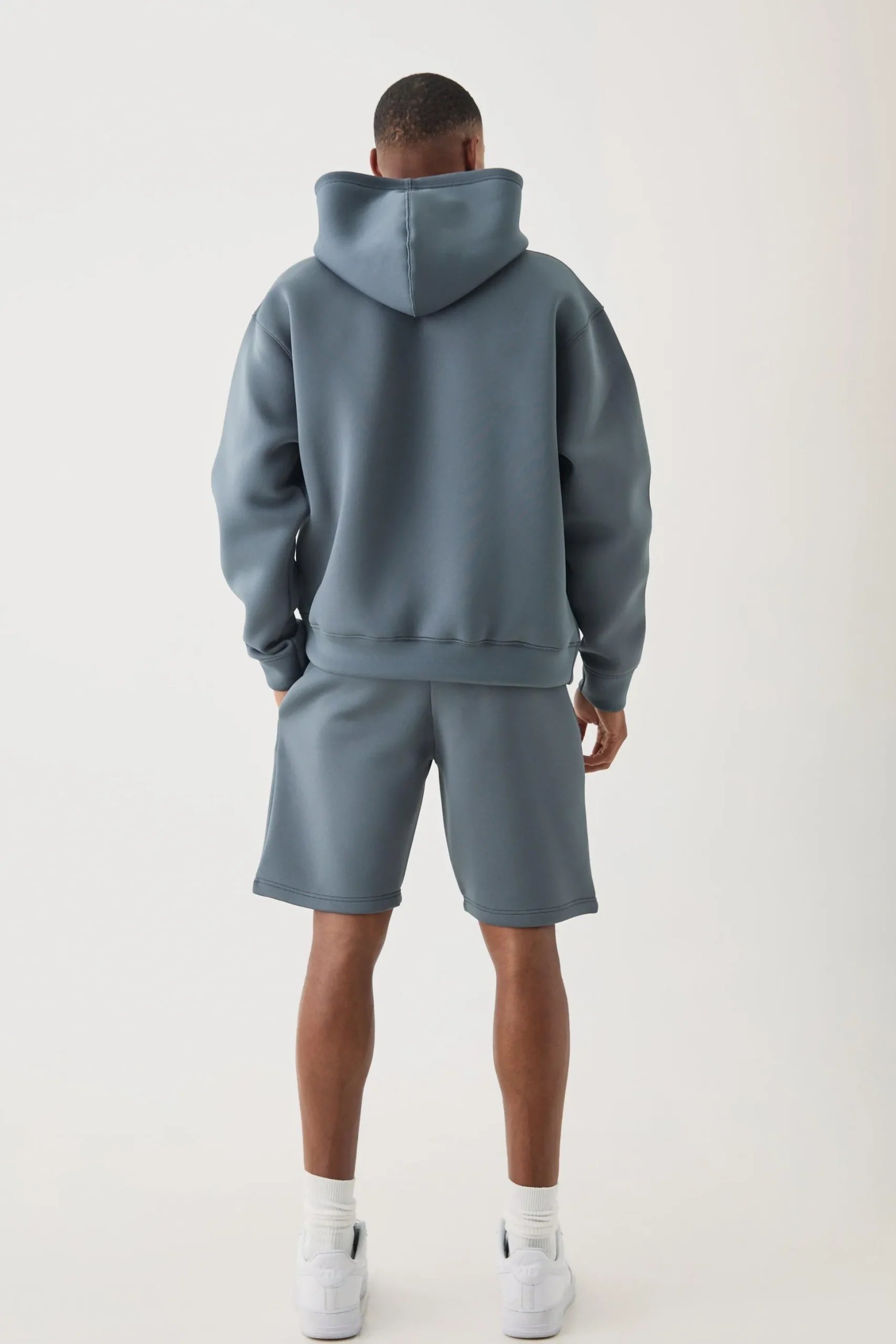 Oversized Boxy Bonded Scuba Hooded Short Tracksuit | BoohooMAN UK