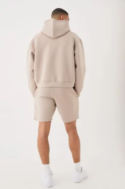 Oversized Boxy Bonded Scuba Hooded Short Tracksuit | BoohooMAN UK