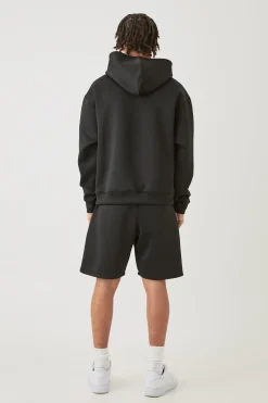 Oversized Boxy Bonded Scuba Hooded Short Tracksuit | BoohooMAN UK