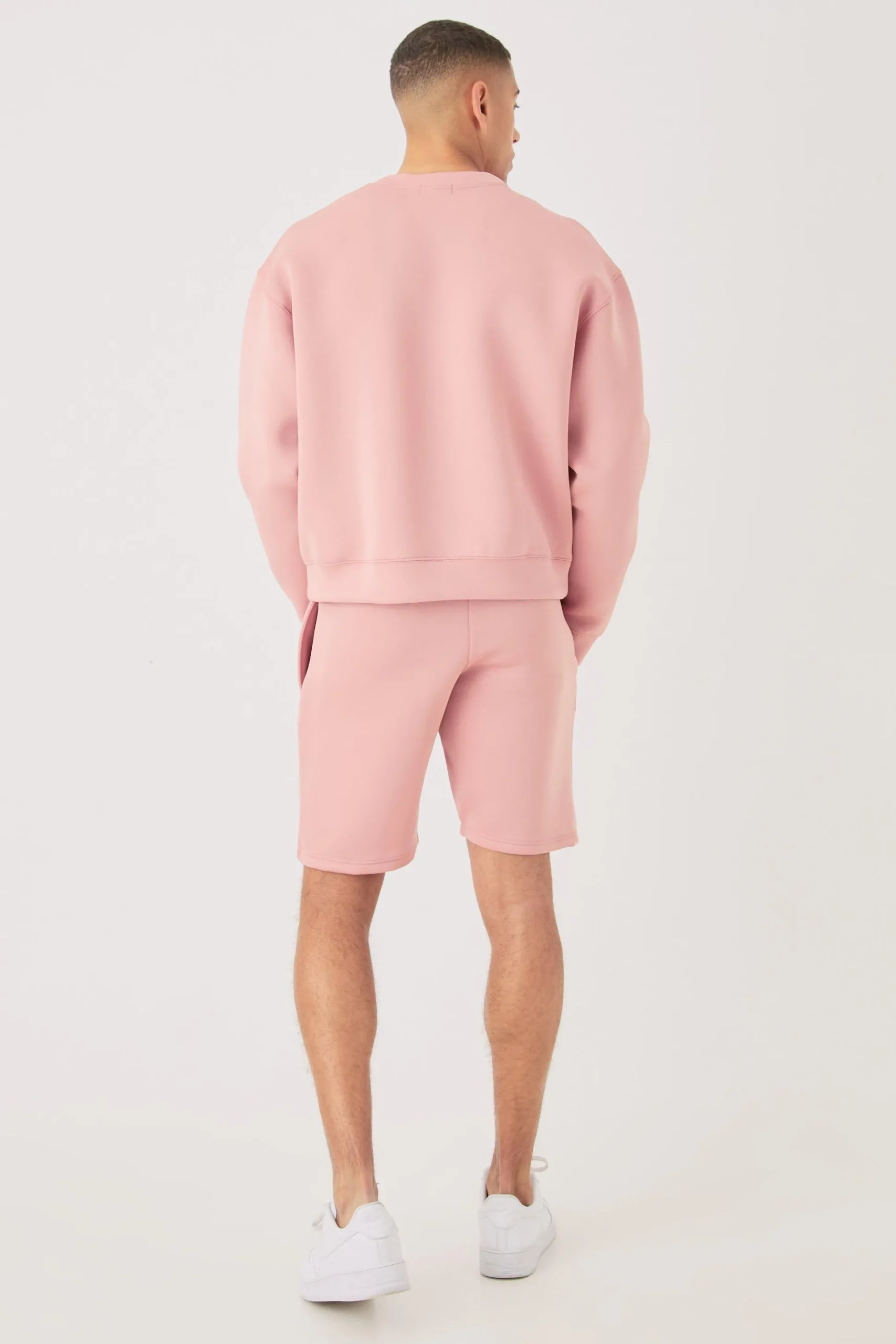 Oversized Boxy Bonded Scuba Sweater Short Tracksuit | BoohooMAN UK