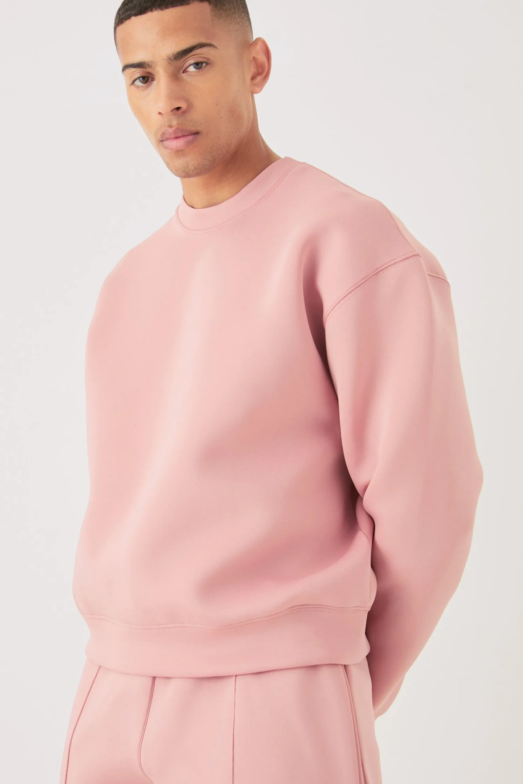 Oversized Boxy Bonded Scuba Sweater Short Tracksuit | BoohooMAN UK