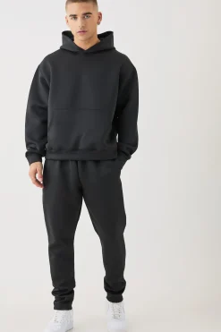 Oversized Boxy Bonded Scuba Hooded Tracksuit | BoohooMAN UK