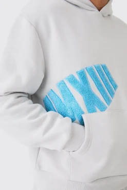 Oversized Boxy Borg Applique Hoodie | BoohooMAN UK
