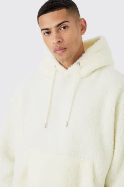 Oversized Boxy Borg Over The Head Hoodie | BoohooMAN UK