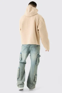 Oversized Boxy Boucle Borg Hoodie | BoohooMAN UK