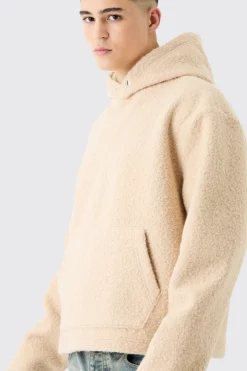 Oversized Boxy Boucle Borg Hoodie | BoohooMAN UK