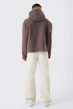 Oversized Boxy Boucle Borg Hoodie | BoohooMAN UK