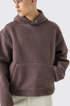 Oversized Boxy Boucle Borg Hoodie | BoohooMAN UK