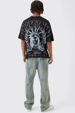 Oversized Boxy Brklyn Over The Seams Print T-Shirt | BoohooMAN UK