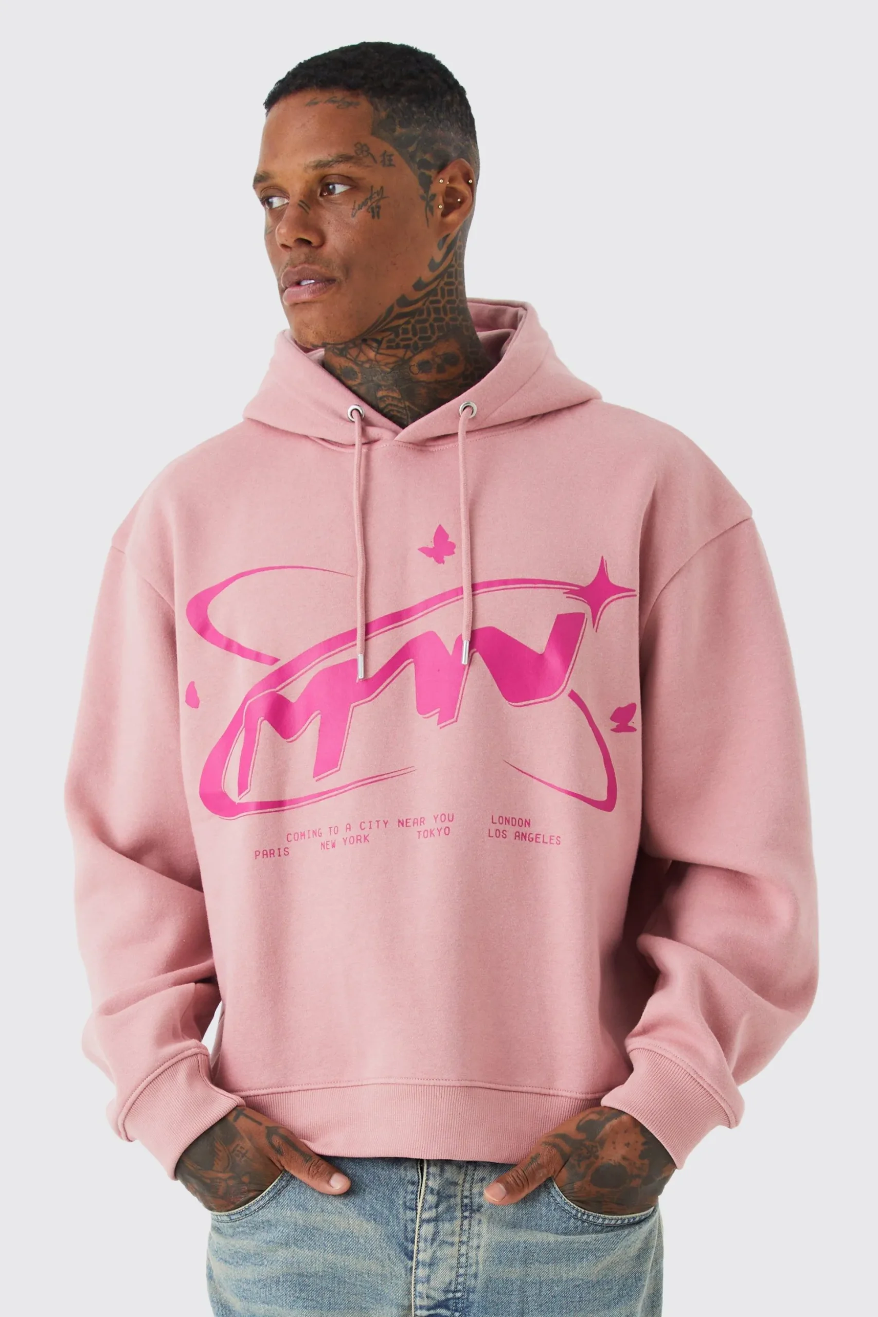 Oversized Boxy Butterfly Man Hoodie | BoohooMAN UK