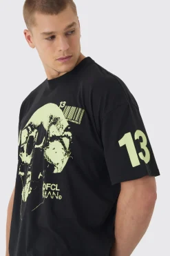 Oversized Boxy Butterfly Skull Print T-Shirt | BoohooMAN UK