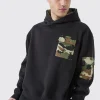 Oversized Boxy Camo Pocket Hoodie | BoohooMAN UK