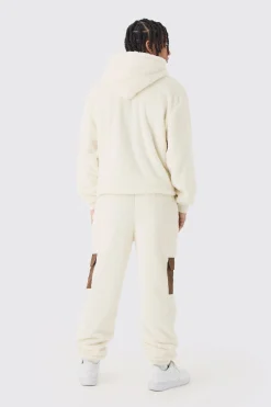 Oversized Boxy Cargo Pocket Zip Through Teddy Borg Hoodie | BoohooMAN UK