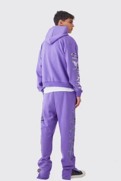 Oversized Boxy Chain Graphic Hooded Tracksuit | BoohooMAN UK