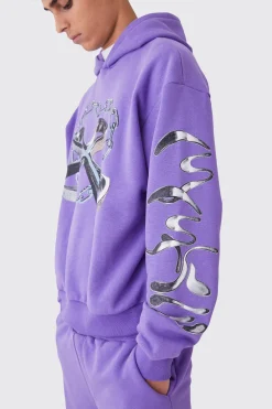 Oversized Boxy Chain Graphic Hooded Tracksuit | BoohooMAN UK