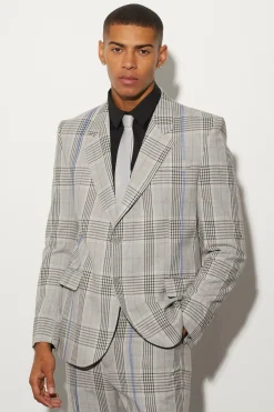 Oversized Boxy Check Contrast Stitch Jacket | BoohooMAN UK