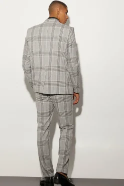 Oversized Boxy Check Contrast Stitch Suit | BoohooMAN UK