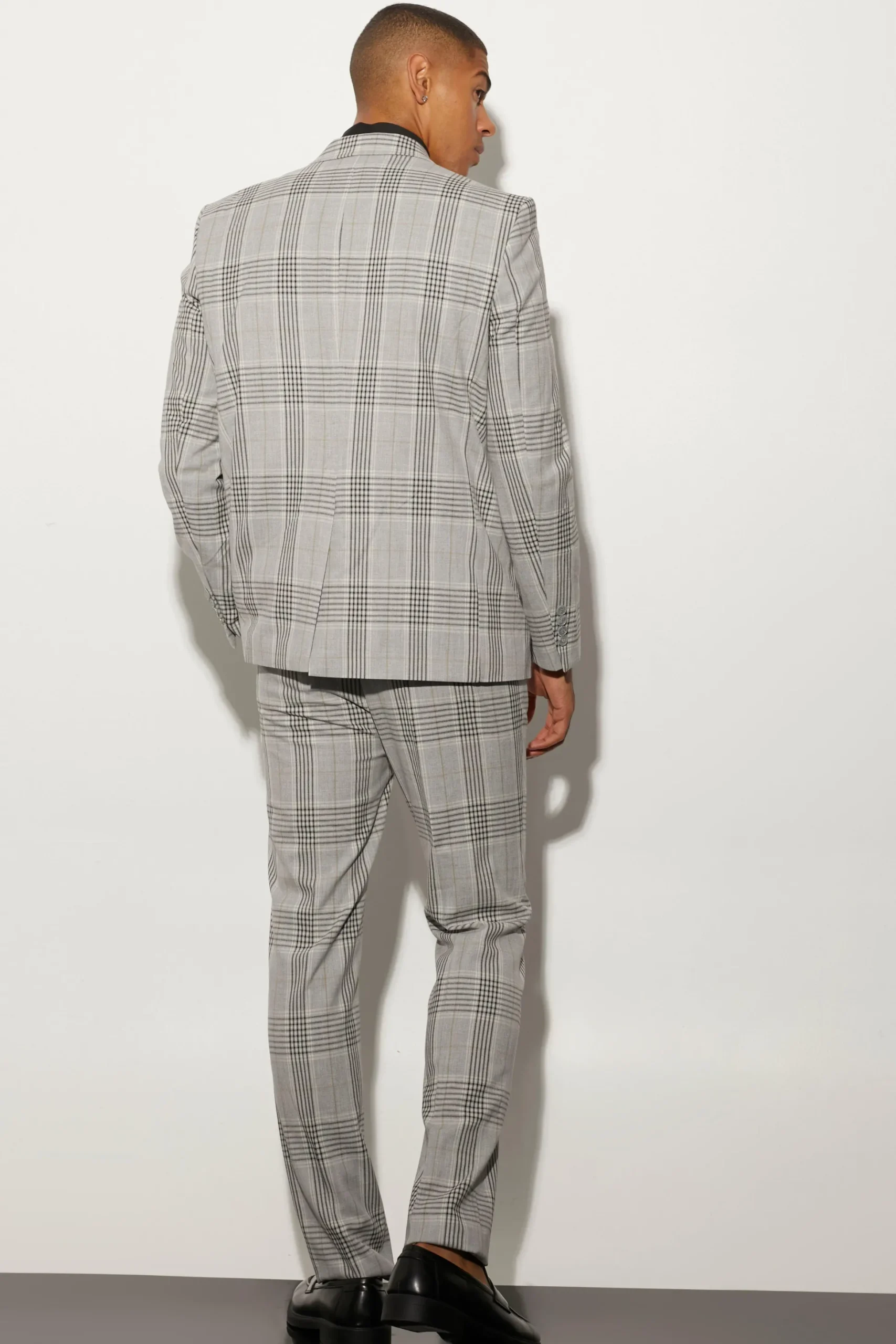 Oversized Boxy Check Contrast Stitch Suit | BoohooMAN UK