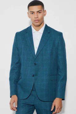 Oversized Boxy Check Fabric Interest Blazer | BoohooMAN UK