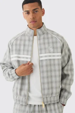 Oversized Boxy Checked Funnel Neck Set | BoohooMAN UK