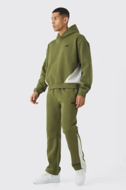 Oversized Boxy Colour Block Gusset Tracksuit | BoohooMAN UK