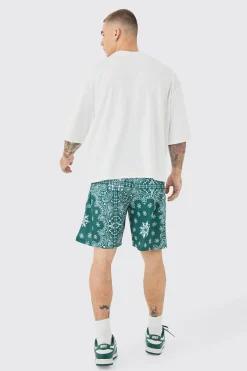 Oversized Boxy Contrast Stitch Half Sleeve T-shirt | BoohooMAN UK