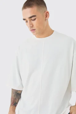 Oversized Boxy Contrast Stitch Half Sleeve T-shirt | BoohooMAN UK