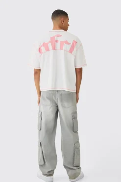 Oversized Boxy Contrast Stitch OFCL T-Shirt | BoohooMAN UK
