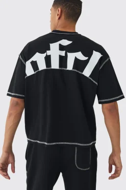 Oversized Boxy Contrast Stitch OFCL T-Shirt | BoohooMAN UK