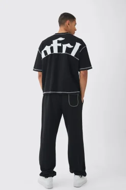Oversized Boxy Contrast Stitch OFCL T-Shirt | BoohooMAN UK