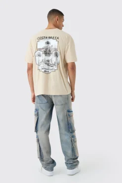 Oversized Boxy Costa Brava Print Wash T-shirt | BoohooMAN UK