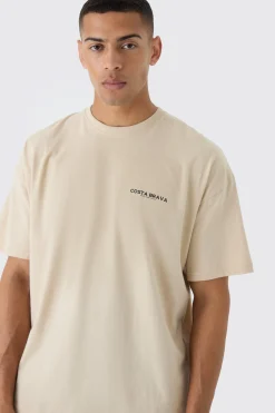 Oversized Boxy Costa Brava Print Wash T-shirt | BoohooMAN UK