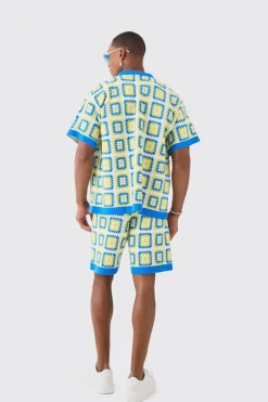 Oversized Boxy Crochet Knitted Shirt | BoohooMAN UK