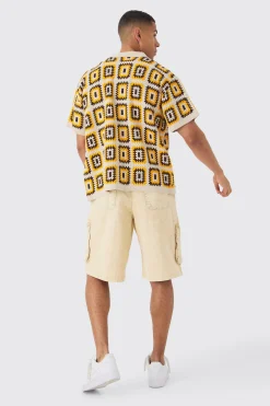 Oversized Boxy Crochet Knit Shirt | BoohooMAN UK